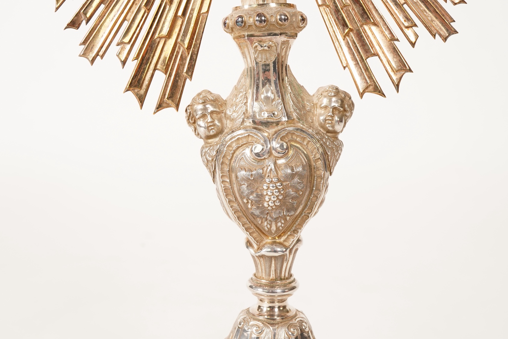 A mid 19th century French 950 standard parcel gilt silver Monstrance, by Placide Poussielgue-Rusand of Paris (1847-1891)